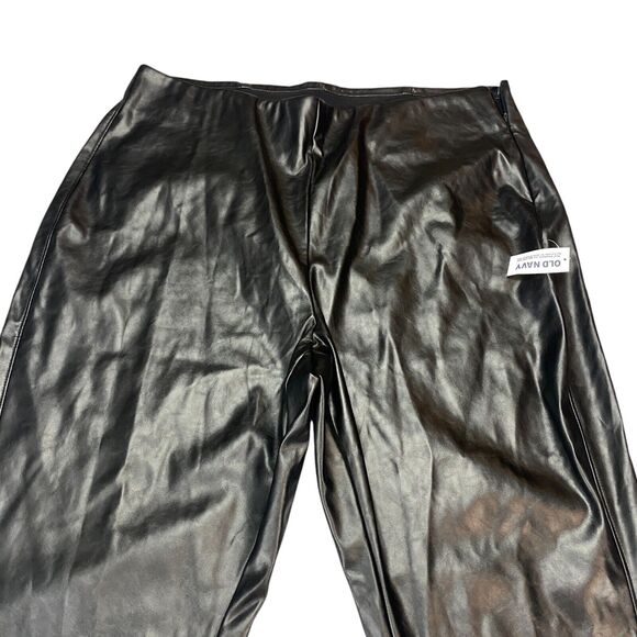 Old Navy Faux Leather Pants Womens Size 20 Black Extra High Rise Skinny Leg - Picture 11 of 16
